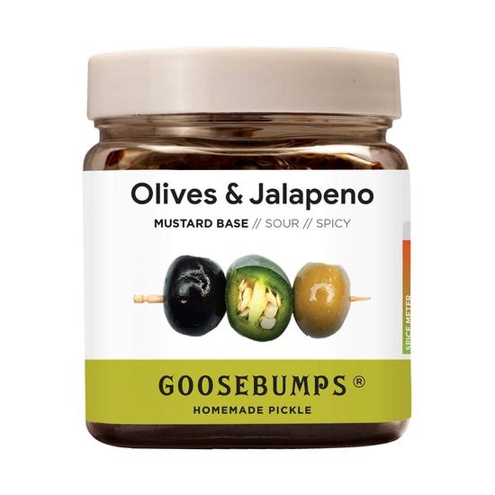 Goosebumps Masala Fruits and Pickles Combo, Guava, Orange, Cranberry, Chunda Pickle, JOR Garam Cranberries and Olives & Jalapeno Achar, 950 G