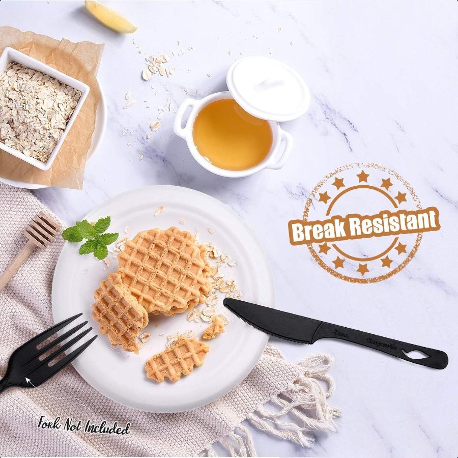 

Disposable Knives 50 pack PLA Everyday Tableare Multi use Washable GlutenFree ToGo Utensil Black 6.71 United States