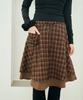 Mihebeu Check Pocket Midi Skirt Burgundy Brown
