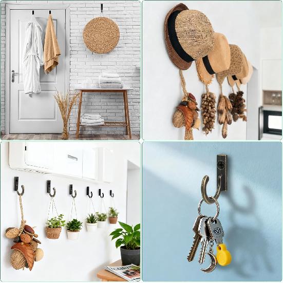 40 Pieces Key Hooks Black Small Hooks Wall Mounted Single Hook for Hanging Clothes Hat Jewelry Hanging Kitchen Bathroom Towels Farmhouse Retro Small