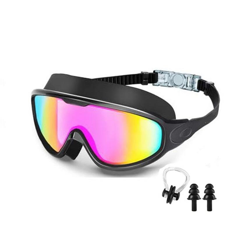 Große Schwimmbrille für Erwachsene, High-Definition, Anti-Beschlag, Galvanisiert, Schwimmbrille für Damen und Herren, Silikonbrille