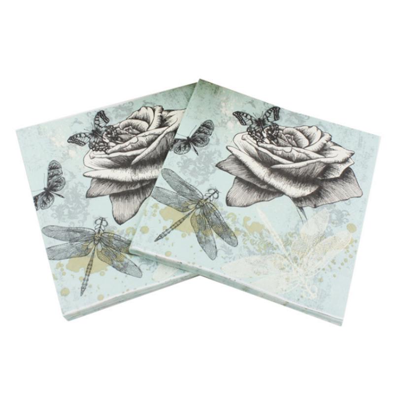 Printed Flower Paper Napkins For Wedding & Party Decoration Tissue Fabric Decoupage Napkin