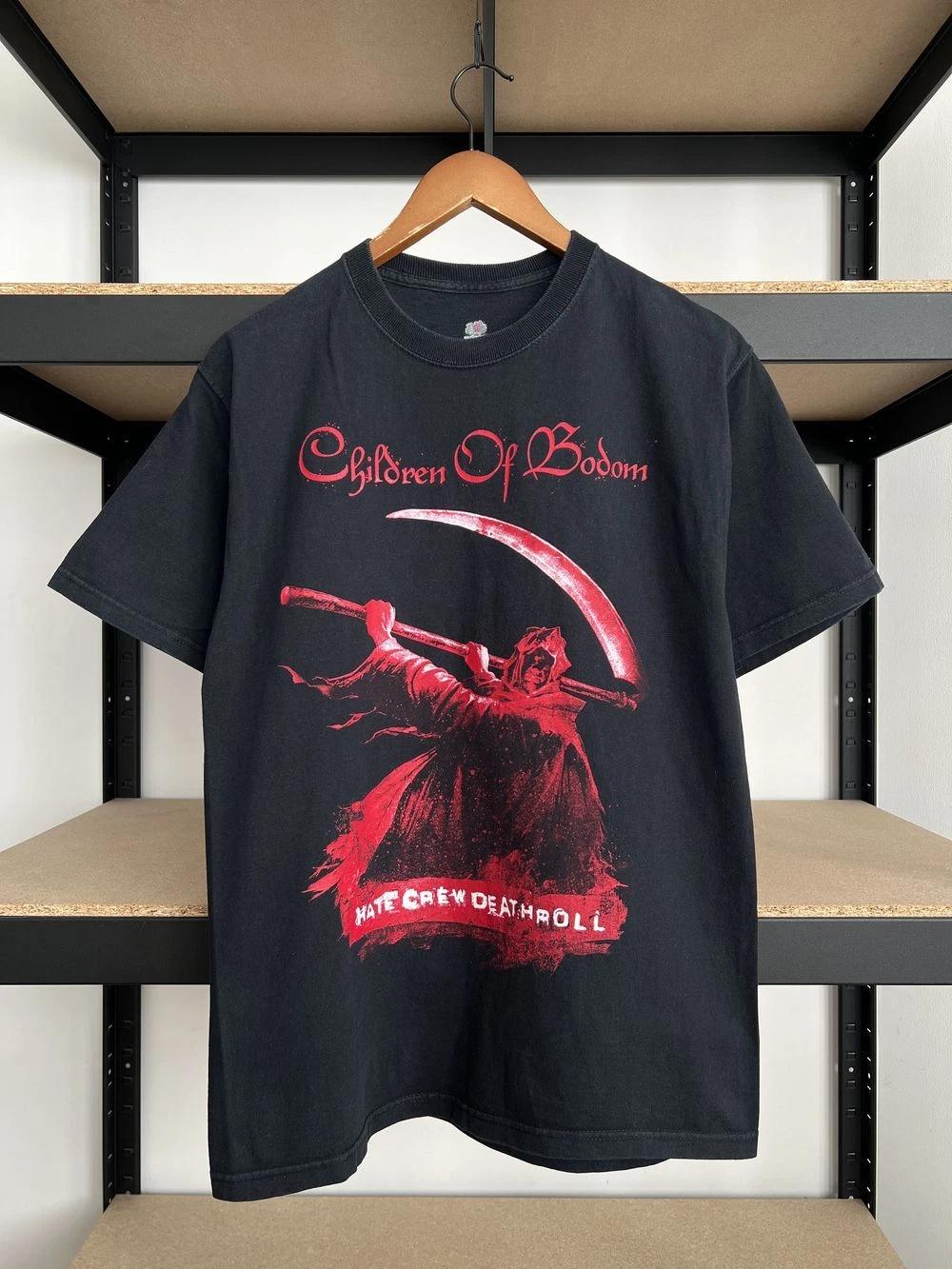 

2000-е Children of Bodom Hate Crew Deathroll Черная Унисекс Футболка Мужская Женская Летняя Повседневная Хлопковая Футболка с Круглым Вырезом 2XL