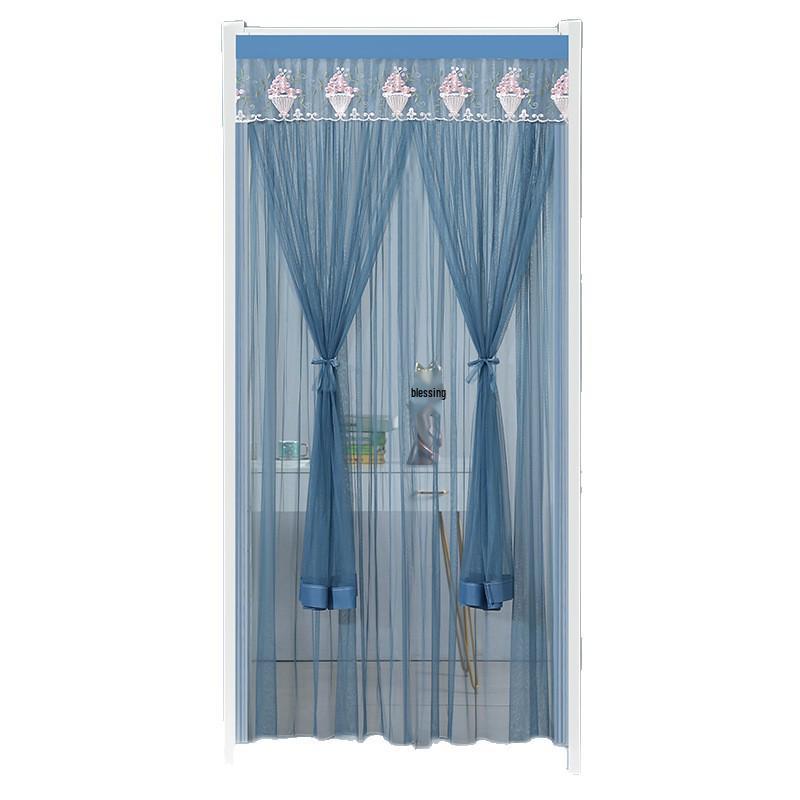Lace Door Curtain: Anti-Mosquito, Insect-Resistant, Light-Filtering Mesh Partition for Bedroom & Kitchen, No-Punch Installation