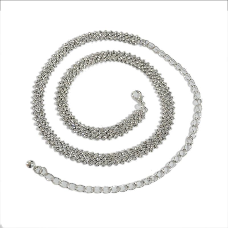 Casual belt metal rhinestone inlaid chain waist chain women's matching skirt diamond belt girdle