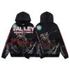 Unisex Vintage Print Distressed Hoodie Oversized Streetwear Pullover Sweatshirt Fall