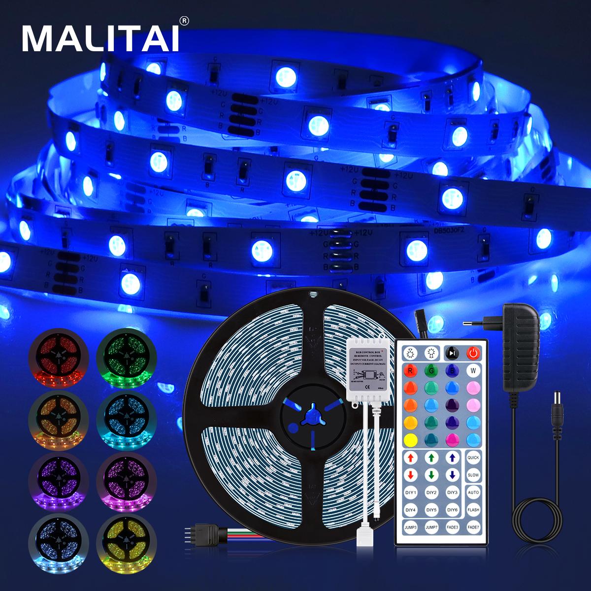 

MALITAI Полный набор 5050 SMD RGB Светодиодные ленты 5M 10M 15M 20M Цветная лента Лампа RGB ТВ-экран Светодиодная задняя лампа 12 В Диодная лента Мягкая с вилкой европейского стандарта 5M