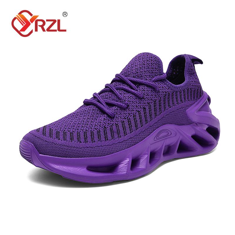 

YRZL мужские кроссовки дышащие нескользящие толстые подошвы прогулочные туфли удобные легкие повседневные модные теннисные туфли для мужчин 45 фиолетовый