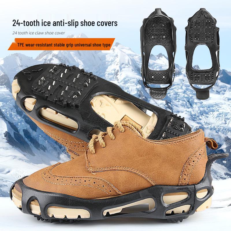 

24-Tooth Ice Crampons: TEP Anti-Slip Shoe Covers for Snow, Fishing, Mountaineering, and Rock Climbing XL (Size 46-48)