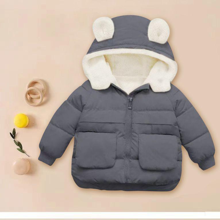 Autumn Winter Warm Outerwear Girl Boy Hooded Lamb Fleece Down Jackets Casual Jacket Children Clothes Baby Thicken Coats