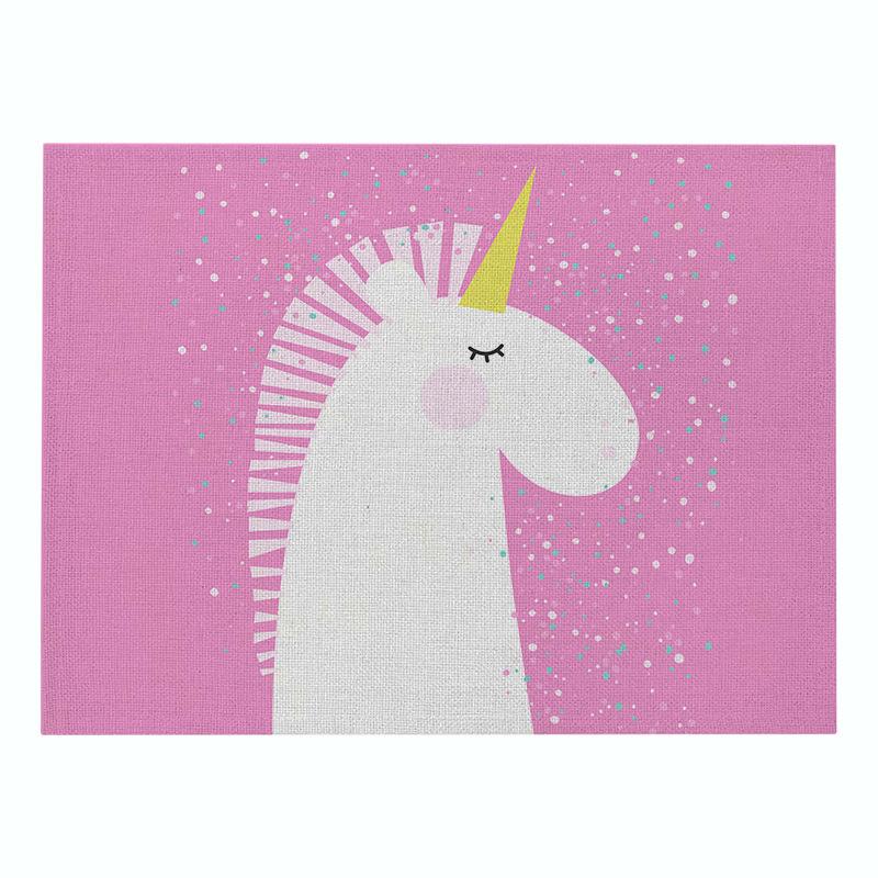 Nordic INS Desen Animado Unicórnio Linho Tapete de Mesa Antiderrapante Resistente ao Calor Jogo Americano para Mesa Porta-copos para Copo de Bebida Acessórios de Cozinha