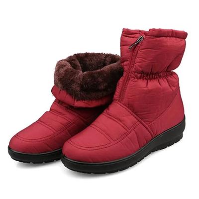 New Winter Shoes Women Snow Boots Flat Non-slip Waterproof Women Ankle Boots Warm Plush Big Size 42 Black Red Blue DX221
