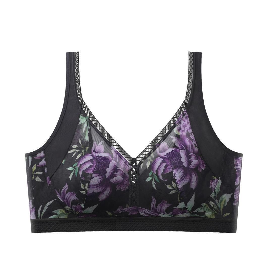 New Japanese and Korean style printing large size women's bra fixed cup setting underwear ink painting pattern large size underwear