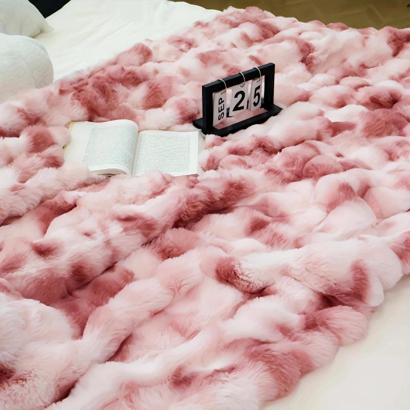 Bubble Plüsch Doppelseitige Decke - Superweicher Dicker Fleece Überwurf für Studentenwohnheim Büro Nickerchen Sofabezug Bett & Wohnzimmer Wärme
