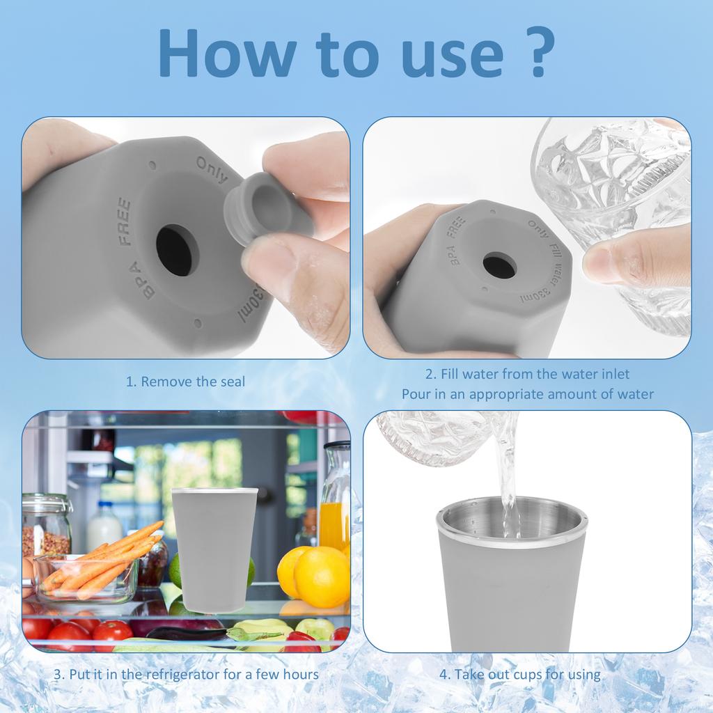 Wine Freeze Cooling Cup with Lid 330ml Refrigeration Freezer Cup for Camping Barbecue Picnic Silicone Drink Quick Cooling Cups