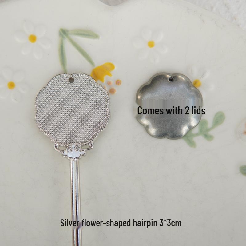 Handwoven Song Brocade Blue-Dyed Fabric Embroidery Cloth with Medium Hairpins - New Chinese Design, DIY Accessories, Double Lid