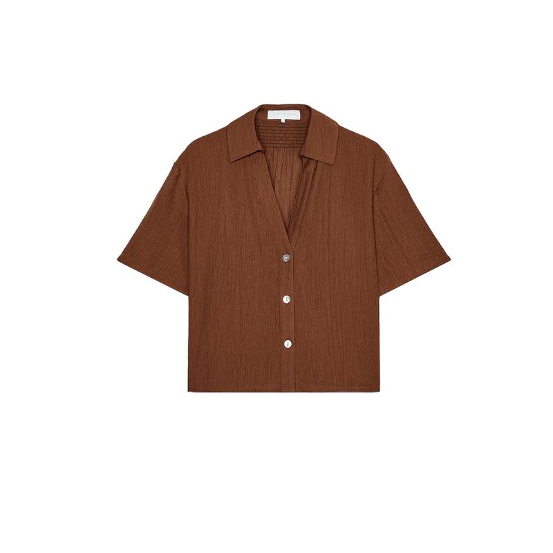 Honeycomb Plaid Short Sleeve Lapel Shirts 4387024 Series with Decoration Wide Leg High Waist Casual Trousers 4387022