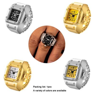 1pc Quarzuhr Ring Uhr Ziffer Zifferblatt Rechteck Unisex Mode Schmuck Geschenke ZPG