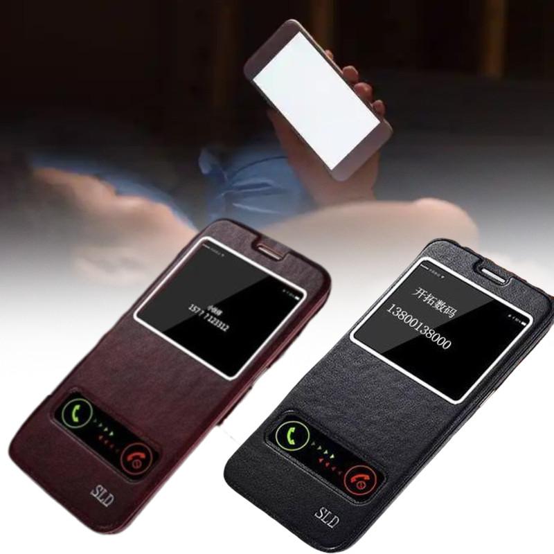 Für Samsung S6 S7 S7edge S6edge Leder Handyhülle mit stoßfester Dual-Fenster Klappabdeckung für Zuhause und Reisen