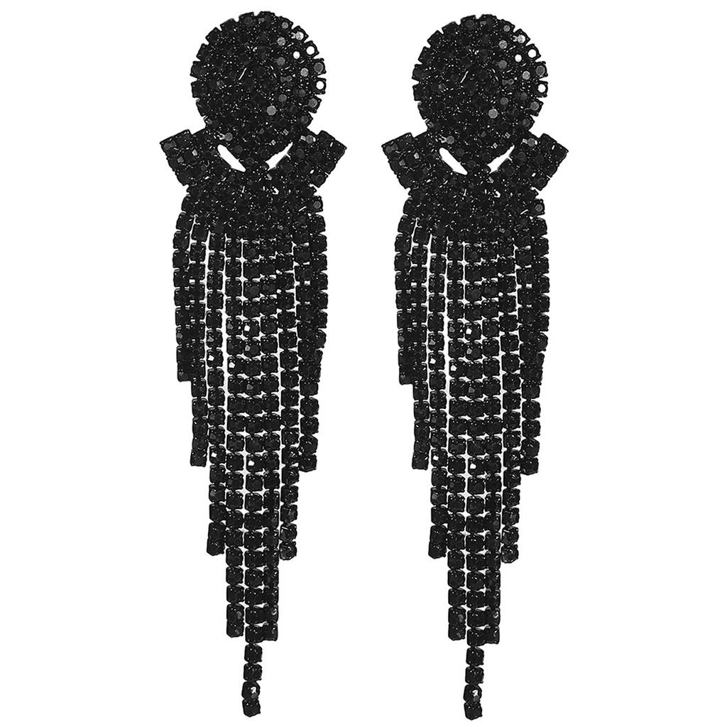 High-End Elektrophorese Schwarz Lange Wassertropfen Fransenohrringe