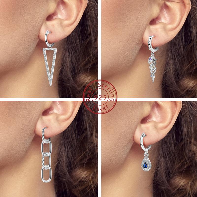 2025 New 925 Sterling copper Hoop Earrings Flowers Zircon Drop Earrings Stud For Woman Fine Birthday Wedding Party Zircon Gifts