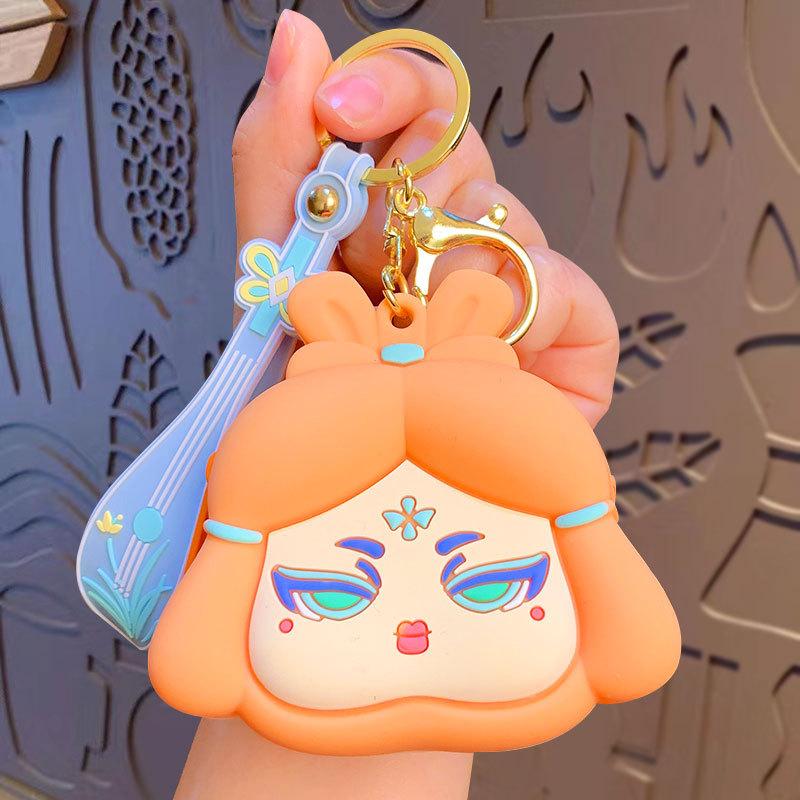 Cartoon Exquisite Datang Lady Change Bag Keychain Creative Women'S Schoolbag Pendant Car Key Chain Gift