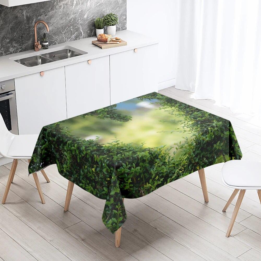 Creative Plant Love Printing Tablecloth Scenic Camping Antifouling Waterproof Table Home Decoration