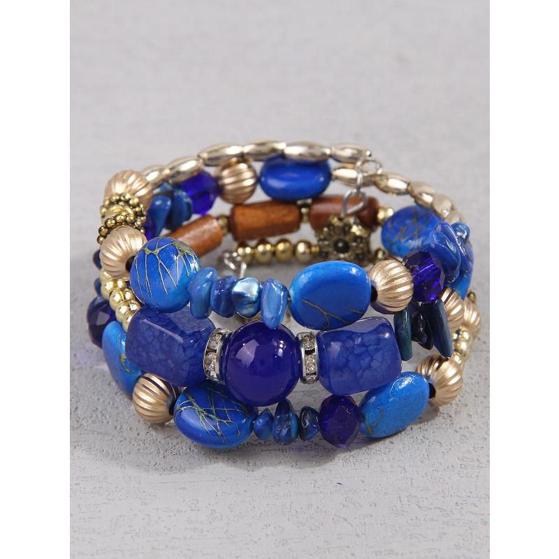 Europe, America, Simple Bohemian Famous Wind Crushed Stone Accessories, Multi-layer Bead Temperament Women's Bracelet