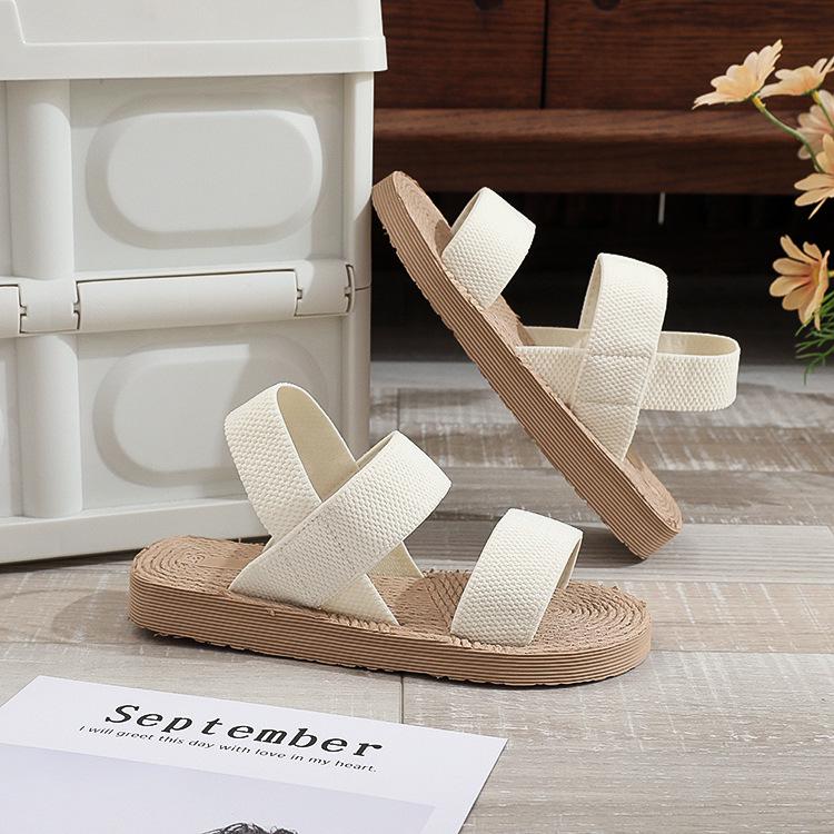 Women's Summer Casual Outdoor Sandals with Imitation Hemp Rope Sole - Flat Bottom Fashion Slippers