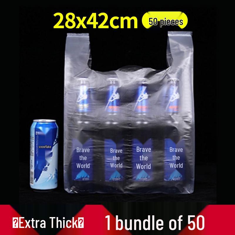 Transparent White Plastic Vest Bag for Food & Fruit Packaging - Disposable & Convenient for Takeaway & Supermarket Use