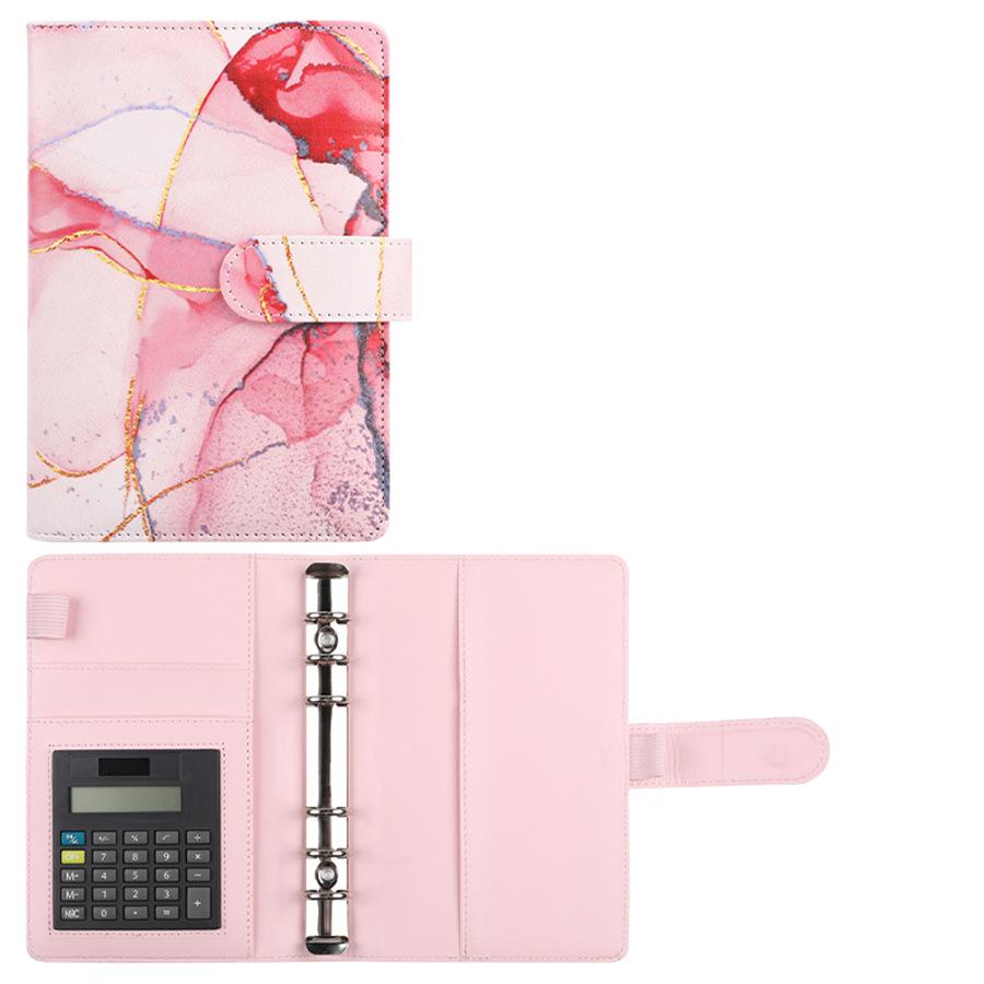 A6 Purple Marble with Calculator Money Budget Planner Binder Zipper EnvelopesCash Envelopes For Budgeting Money Organizer Binde