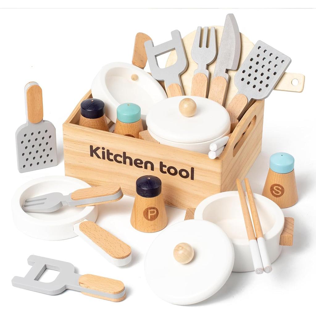 Wooden Pretend Play Kitchen Toys Cutting Food Accessories Set Fruit Vegetable Bakery Meat Fish Early Educational Cognition Toys