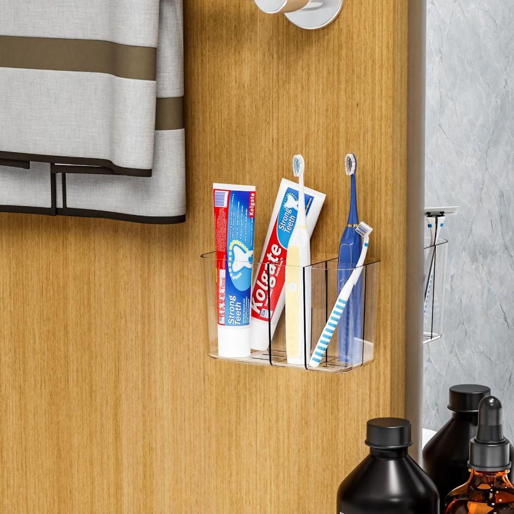 Storage Toothbrush Organizer Wall Mounted Tooth Brush Cup Stand  Bathroom