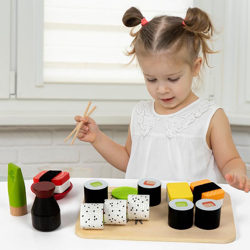 Pretend Kitchen Play Toy Wooden Sushi Cake Children Learning Creative Play Gift