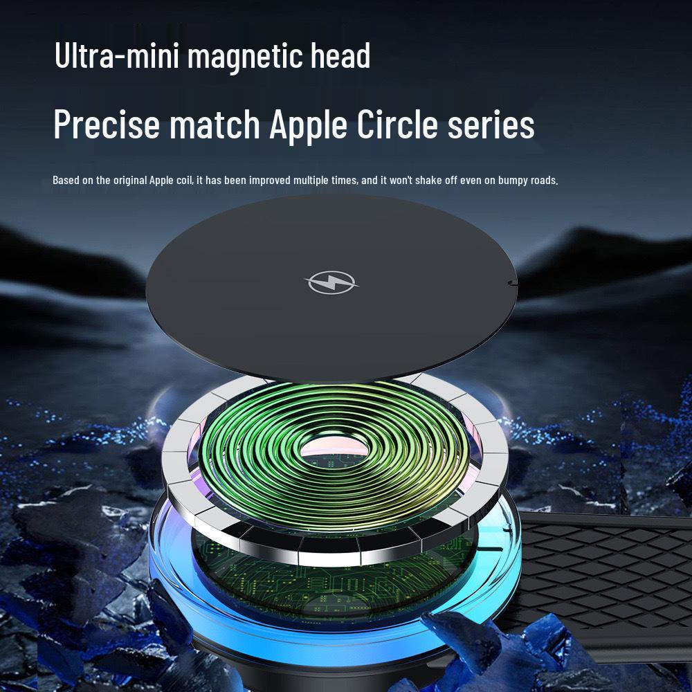 15W Schnellladegerät Magnetisches Kabelloses Autoladegerät mit Lauflicht