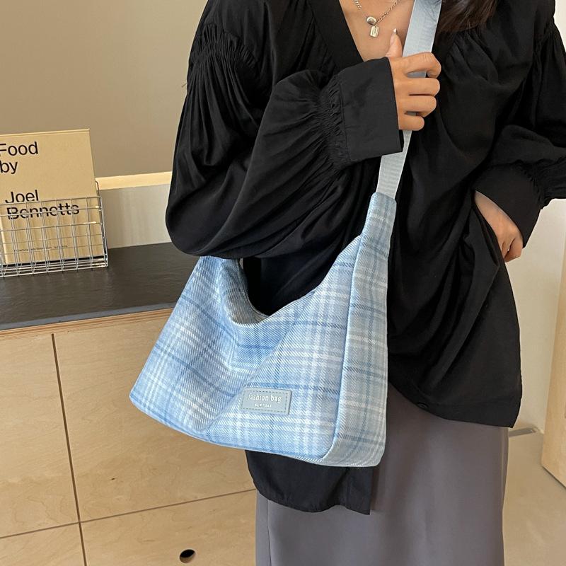 Trend Versatile Bag Women's 2025 Summer New Large-capacity Casual Plaid Small Square Bag Literary Messenger Bag