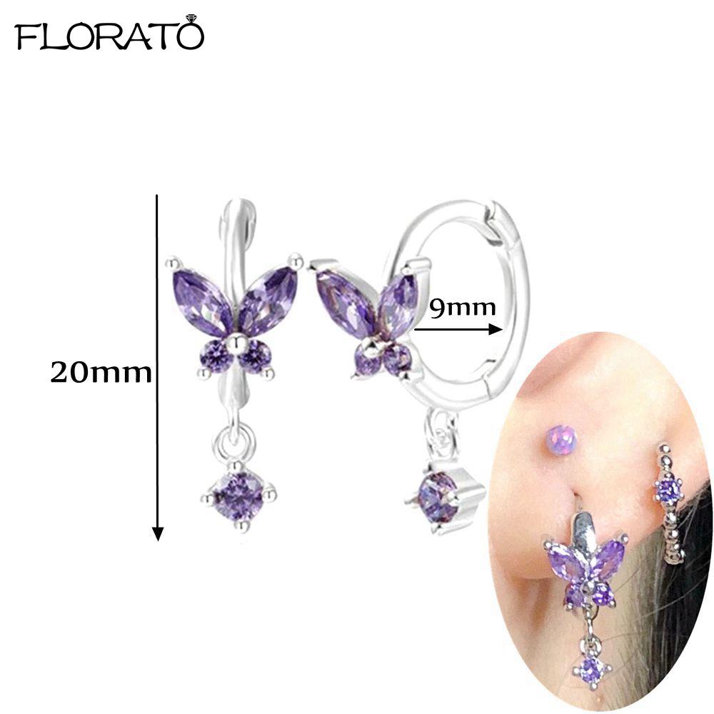 925 Silver Needle Elegant Purple Earrings Exquisite Small Hoop Earrings for Women Fashion Puncture Jewelry Accessories