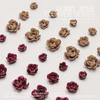 Crimson Rose 3D Nail Art Accessories - DIY Press-on Flower & Leaf Design