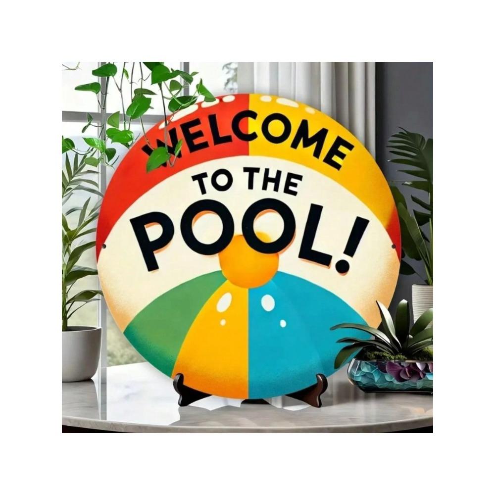 Vintage Metal Pool Sign Wall Art Garden Decor
