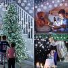 Christmas Snowflake Icicle Lights,6.5ft 144LED Curtain Lights Outdoor with 12 Drops, 8 Modes Waterproof Connectable Fairy Light for Eaves, Garden,