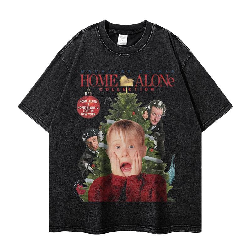 Retro American Movie Poster Unisex Washed T-Shirt - Short Sleeve, Crew Neck, Loose Fit