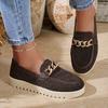 A New Style of Large-sized Thick-soled Casual Loafers with A Fashionable Chain, Single-foot Women's Shoes