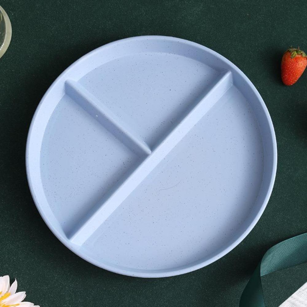 Three-Compartments Divided Plate Anti-fall Plastic Reusable Baby Tableware Eco-Friendly Wheat Straw Kitchen Dinnerware Plates