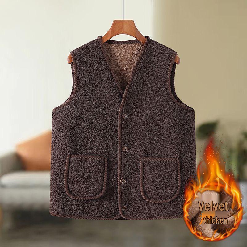 Women's Fleece-Lined Vest - Thickened, Sleeveless Autumn/Winter Jacket, Loose Fit, Plus Size, Fashionable Outerwear.
