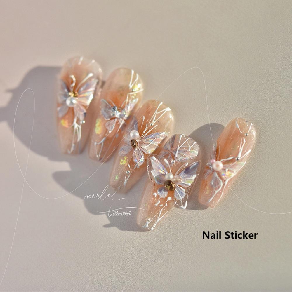 

Наклейка для ногтей в форме ракушки Авроры, розовая наклейка для дизайна ногтей, наклейка в виде бабочки, клейкий слайдер, маникюр «сделай сам»