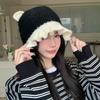 Japanese Sweet and Cute Bear Ear Pullover Hat Autumn and Winter Hat Women's Big Head Knitted Hat Lace Woolen Hat