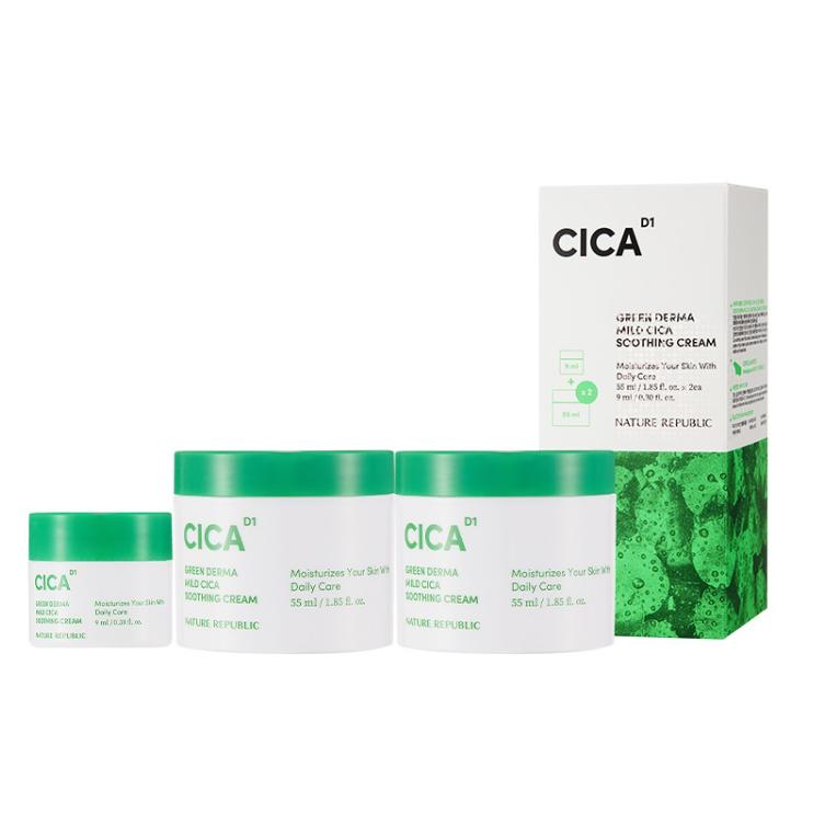 

Nature Republic Green Derma Mild Cica Успокаивающий крем (Специальный набор 55 мл х 2 + 9 мл )