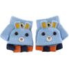 Eigenn Knit Gloves for Boys and with Mitten Perfect for Snow and More Kids' Babies, Girls, Covers, Half-Finger, Warm, Play, School, (Animal/Sky Blue)