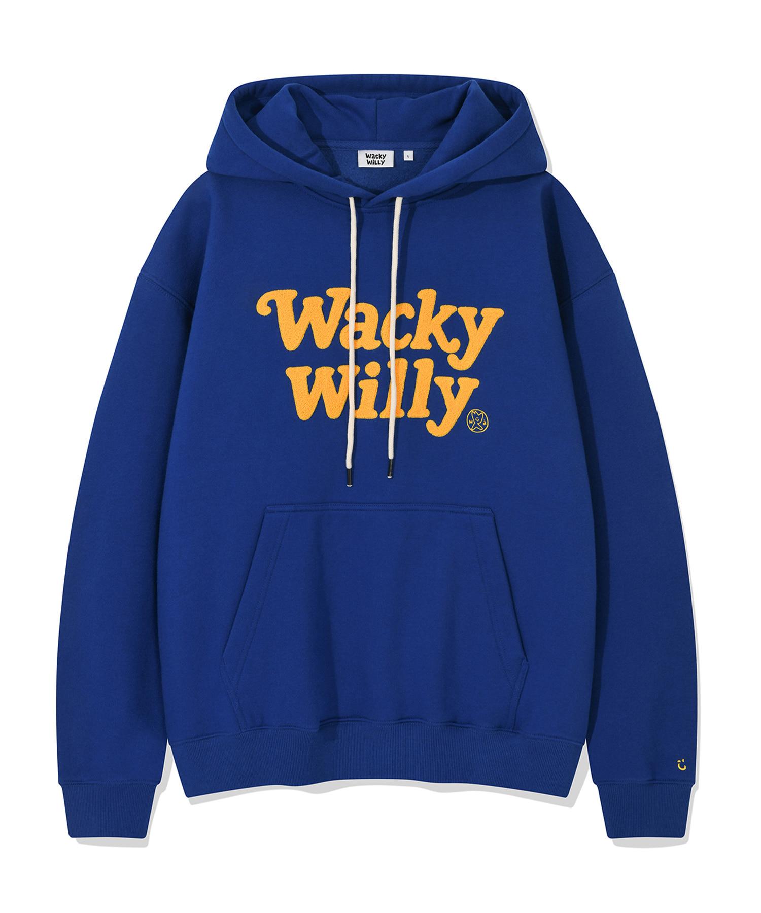 Wacky Willy Typo Boucle Fleece Hoodie Blue L