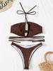 2021 Women's Sexy Solid Color Bandage Bikini Swimsuit - Split Design 9942